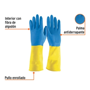 Guantes de látex reforzados para limpieza, M, TRUPER
