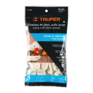 14265 / GU-383 Guantes de látex para manejo de alimentos, grandes, Truper