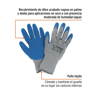 Guantes de poliéster recubiertos de latex, CH, TRUPER