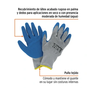 Guantes de poliéster recubiertos de latex, G, TRUPER