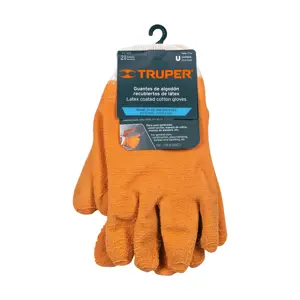 14248 / GU-435 Guantes de algodón recubrimiento de latex, unitalla, Truper