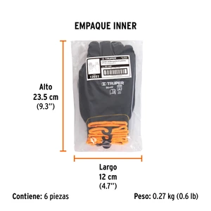 Guantes de poliéster con puntos de PVC en palma, M, TRUPER