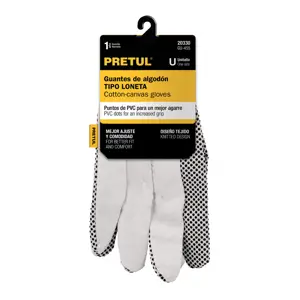 20330 / GU-455 Guantes de algodón con puntos PVC en palma, unitalla, Pretul