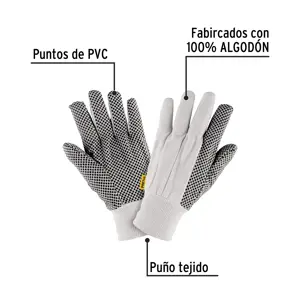 20330 / GU-455 Guantes de algodón con puntos PVC en palma, unitalla, Pretul