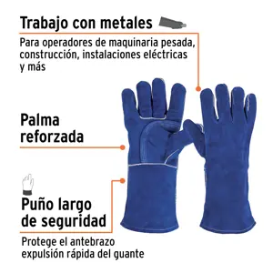 15246 / GU-515 Guantes azules reforzados para soldador, Truper