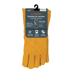 14242 / GU-525 Guantes de carnaza, largos, unitalla, TRUPER