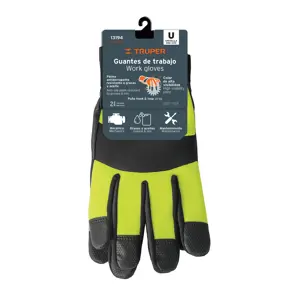 Truper Guantes mecánico, alta visibilidad, palma poliuretano, verde