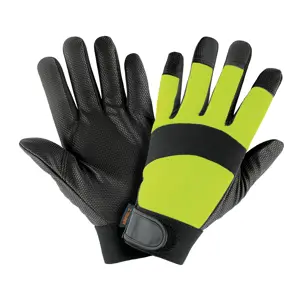 Truper Guantes mecánico, alta visibilidad, palma poliuretano, verde