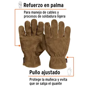 Guantes de carnaza premium para electricista, Truper