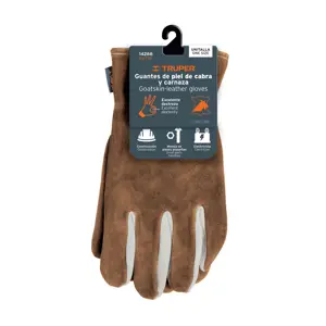 14288 / GU-735 Guantes de piel de cabra con dorso de carnaza, Truper