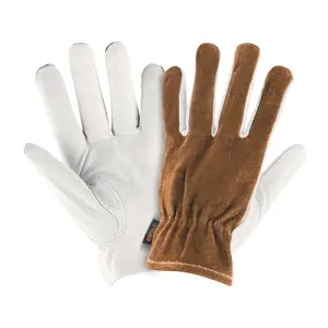 Guantes de piel de cabra con dorso de carnaza, Truper