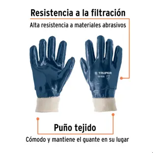 15244 / GU-835 Guantes de algodón recubiertos de nitrilo puño tejido,Truper