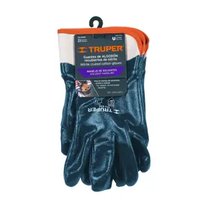 15245 / GU-845 Truper Guantes de algodón recubiertos de nitrilo, puño seguridad