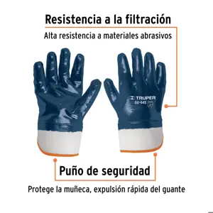 Truper Guantes de algodón recubiertos de nitrilo, puño seguridad