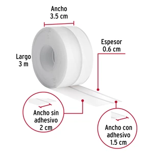 Cinta guardapolvo 3 m x 35 mm, transparente, Hermex