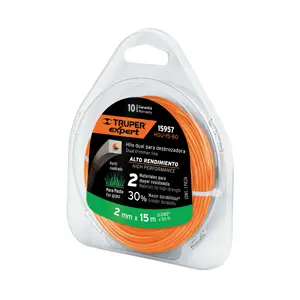 15957 / HDU-15-80 Rollo de hilo dual p/desbrozadora, 2mm x 15m, Truper Expert