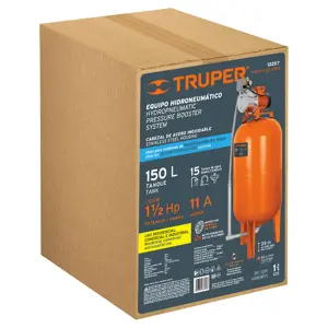 12257 / HIDR-1-1/2X150 Equipo hidroneumático 150L, bomba jet inox. 1-1/2 HP, TRUPER