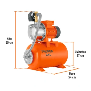 Equipo hidroneumático 24L, bomba jet inox. 3/4 HP, TRUPER