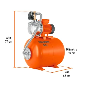 Equipo hidroneumático 50L, bomba jet inox. 3/4 HP, TRUPER