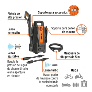 Hidrolavadora eléctrica 1500 PSI, Truper