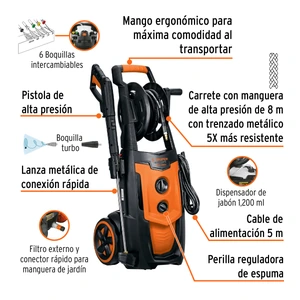 Hidrolavadora eléctrica,2000 PSI, motor de inducción, Expert