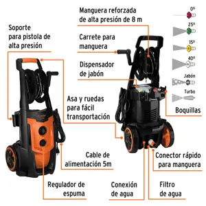 Hidrolavadora eléctrica,2000 PSI, motor de inducción, Expert