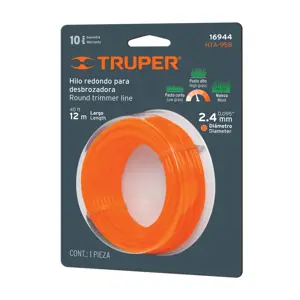 Hilo redondo, para desbrozadora, 2.4mm x 12m, tarjeta,TRUPER