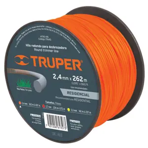 Hilo redondo, para desbrozadora, 2.4mm x 262m,carrete,TRUPER