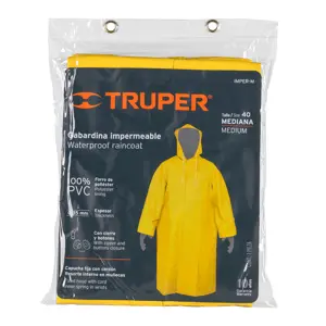 14414 / IMPER-M Gabardina impermeable doble capa, talla M, Truper