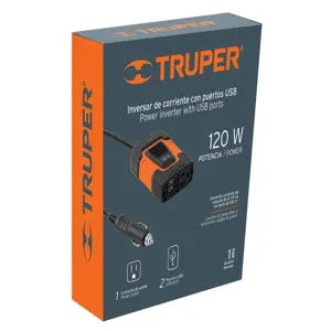 Inversor de corriente de 120 W con puertos USB, Truper