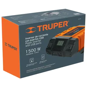 10492 / INCO-1500 Inversor de corriente de 1500 W con puertos USB, Truper