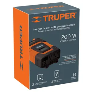 10448 / INCO-200 Inversor de corriente de 200 W con puertos USB, Truper