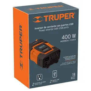 10449 / INCO-400 Inversor de corriente de 400 W con puertos USB, Truper