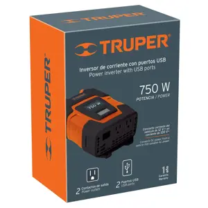 Inversor de corriente de 750 W con puertos USB, Truper