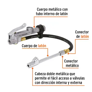 Truper Inflador calibrador de cabeza doble, profesional,1/4