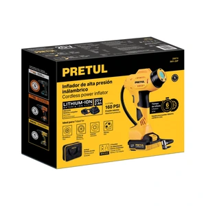 Inflador de aire, 20V, 1 batería 2Ah, PRETUL