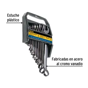Juego de 11 llaves combinadas mm, acabado gun metal, Pretul
