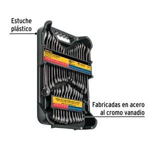 Juego de 32 llaves combinadas std y mm, gun metal, Pretul