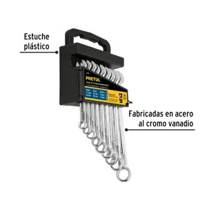 Juego de 9 llaves combinadas mm, PRETUL