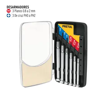 21382 / J-DEJ-6P Juego con 6 desarmadores de precisión mango metálico, Pretul