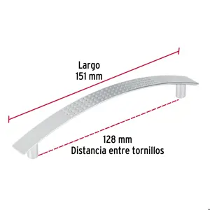 Jaladera de 128mm, línea Contempo, níquel, HERMEX