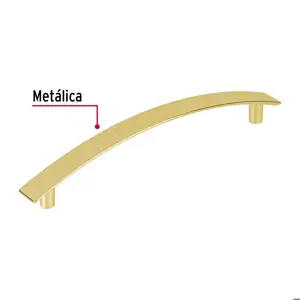 Jaladera de 128mm, línea Contempo latón brillante, HERMEX