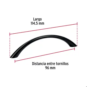 Jaladera de 96mm, línea Arco, negro, HERMEX