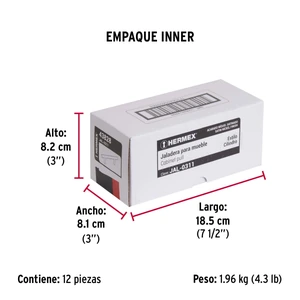 Jaladera de acero, 96mm, línea Cilindro, níquel, HERMEX