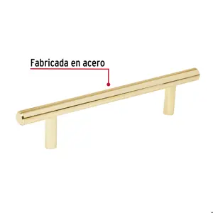 Hermex Jaladera de acero, 128mm, línea Cilindro, latón brillante