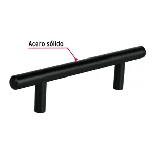 Jaladera de acero, 96mm, línea Cilindro, negro, HERMEX