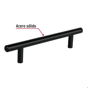Jaladera de acero, 128mm, línea Cilindro, negro, HERMEX