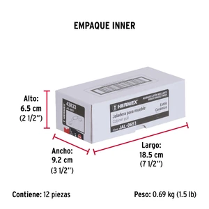 Hermex Jaladera metálica de 76 mm latón brillante, inserto cerámico