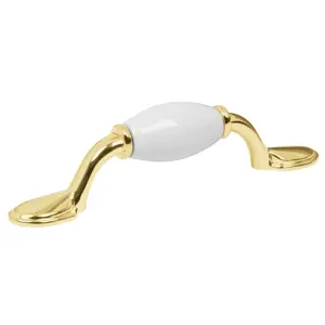 43833 / JAL-0651 Hermex Jaladera metálica de 76 mm latón brillante, inserto cerámico