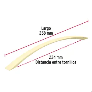 Jaladera de 224mm, línea Moderna, latón brillante, HERMEX
